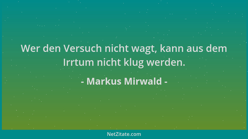 Markus Mirwald - Wer den Versuch nicht wagt, kann aus dem Irrtum nicht klug werden....