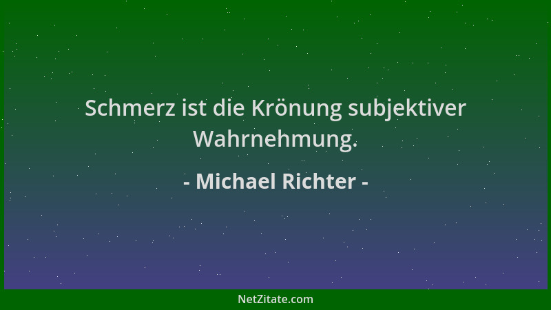Michael Richter - Schmerz ist die Krönung subjektiver Wahrnehmung....