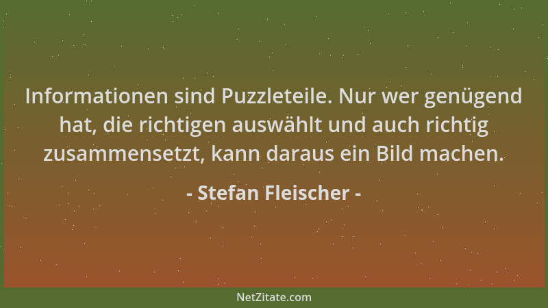 Stefan Fleischer - Informationen sind Puzzleteile. Nur wer genügend hat, die richtigen auswählt und auch richtig zusammense...