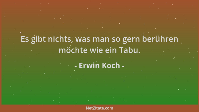 Erwin Koch - Es gibt nichts, was man so gern berühren möchte wie ein Tabu....