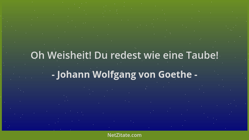 Johann Wolfgang von Goethe - Oh Weisheit! Du redest wie eine Taube!...
