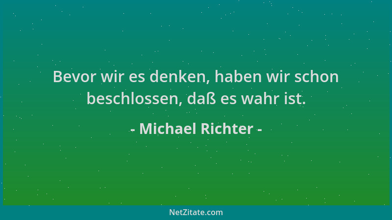Michael Richter - Bevor wir es denken, haben wir schon beschlossen, daß es wahr ist....
