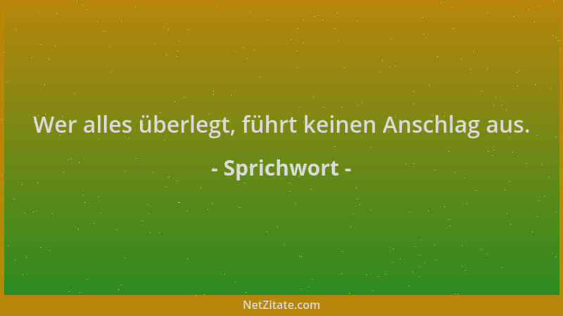 Sprichwort - Wer alles überlegt, führt keinen Anschlag aus....