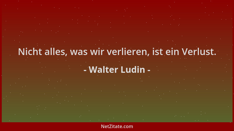 Walter Ludin - Nicht alles, was wir verlieren, ist ein Verlust....