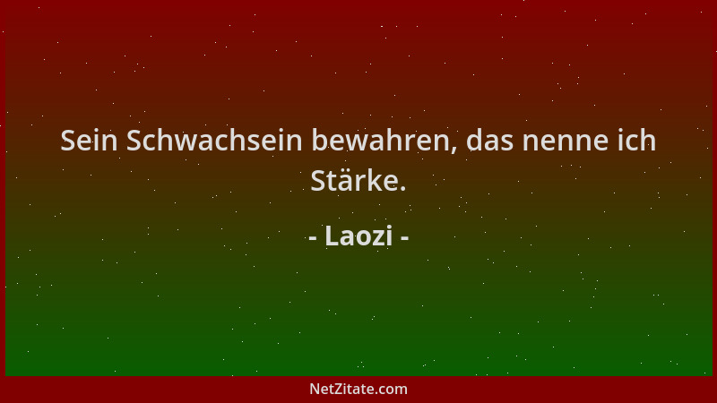 Laozi - Sein Schwachsein bewahren, das nenne ich Stärke....