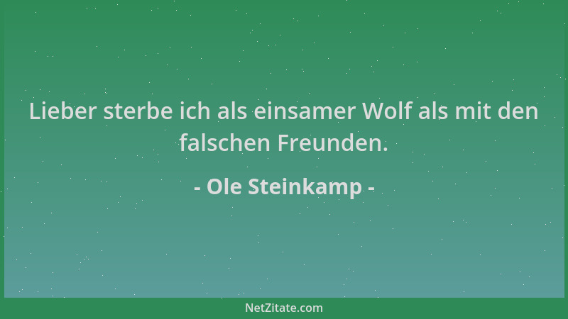 Ole Steinkamp - Lieber sterbe ich als einsamer Wolf als mit den falschen Freunden....