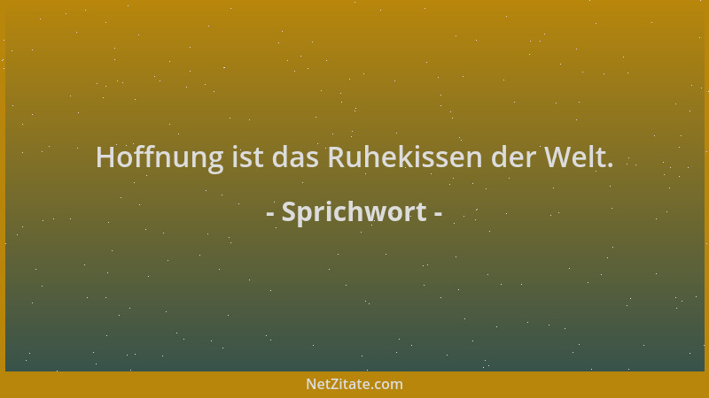 Sprichwort - Hoffnung ist das Ruhekissen der Welt....