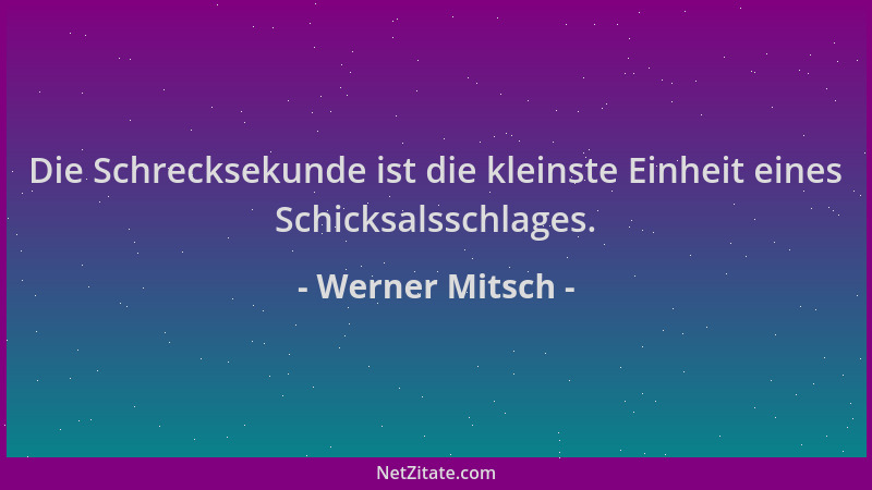 Werner Mitsch - Die Schrecksekunde ist die kleinste Einheit eines Schicksalsschlages....