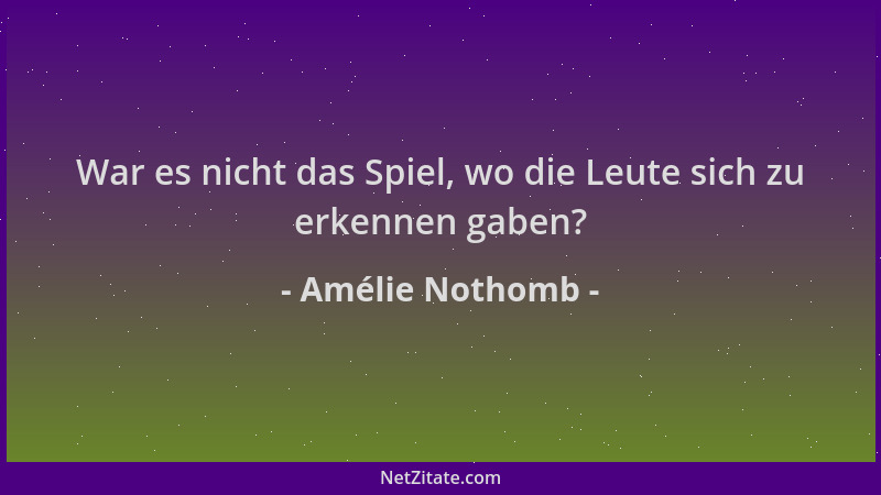 Amélie Nothomb - War es nicht das Spiel, wo die Leute sich zu erkennen gaben?...