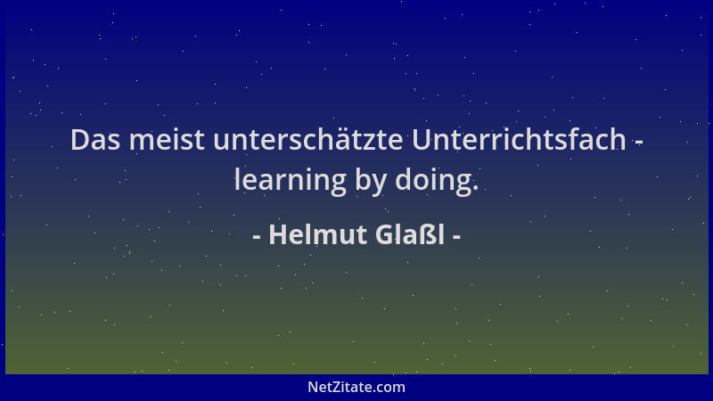 Helmut Glaßl - Das meist unterschätzte Unterrichtsfach - learning by doing....