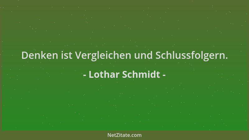 Lothar Schmidt - Denken ist Vergleichen und Schlussfolgern....