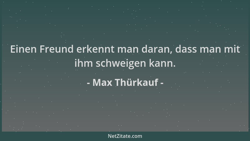 Max Thürkauf - Einen Freund erkennt man daran, dass man mit ihm schweigen kann....