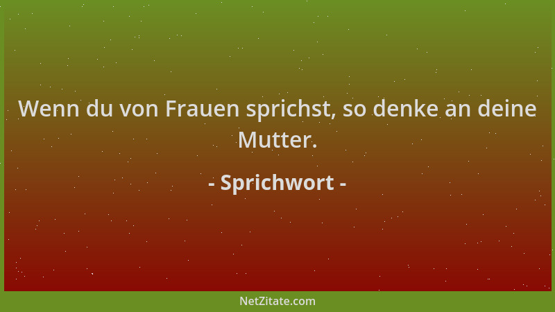 Sprichwort - Wenn du von Frauen sprichst, so denke an deine Mutter....