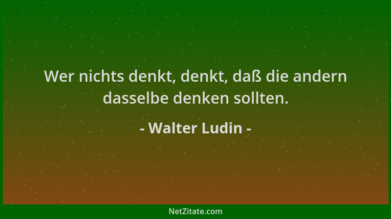 Walter Ludin - Wer nichts denkt, denkt, daß die andern dasselbe denken sollten....