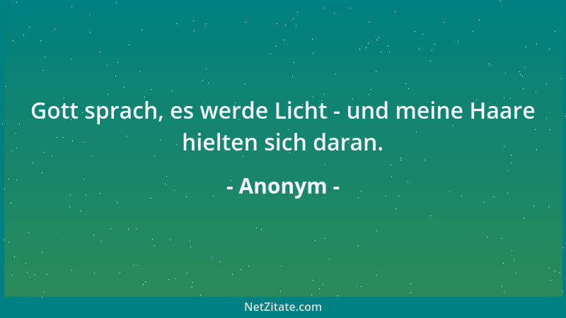 Anonym - Gott sprach, es werde Licht - und meine Haare hielten sich daran....