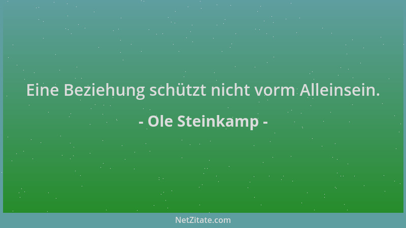 Ole Steinkamp - Eine Beziehung schützt nicht vorm Alleinsein....