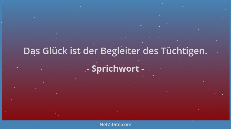 Sprichwort - Das Glück ist der Begleiter des Tüchtigen....