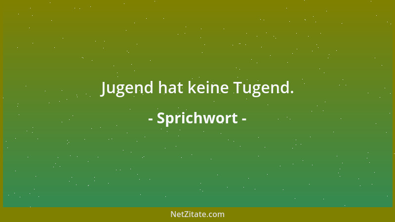 Sprichwort - Jugend hat keine Tugend....