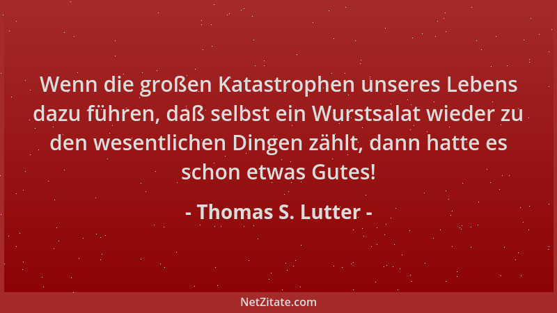 Thomas S. Lutter - Wenn die großen Katastrophen unseres Lebens dazu führen, daß selbst ein Wurstsalat wieder zu den wesentl...