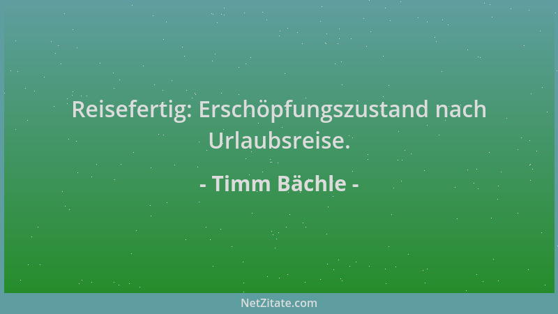 Timm Bächle - Reisefertig: Erschöpfungszustand nach Urlaubsreise....