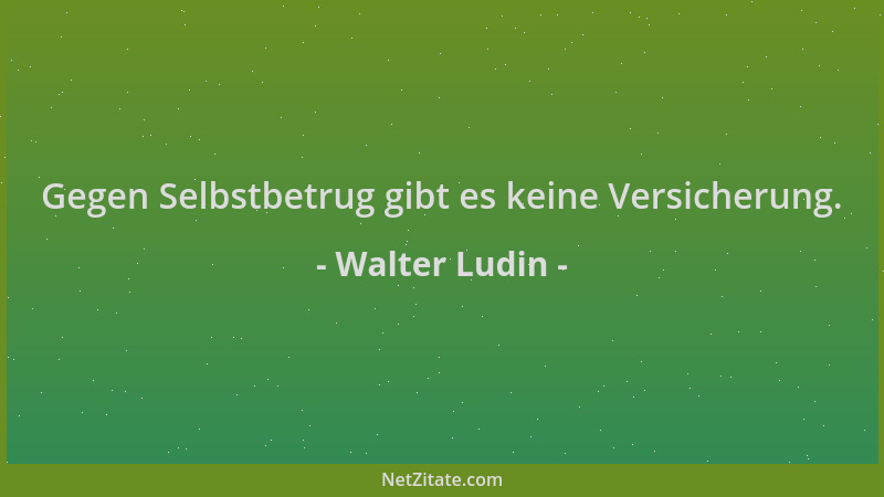 Walter Ludin - Gegen Selbstbetrug gibt es keine Versicherung....