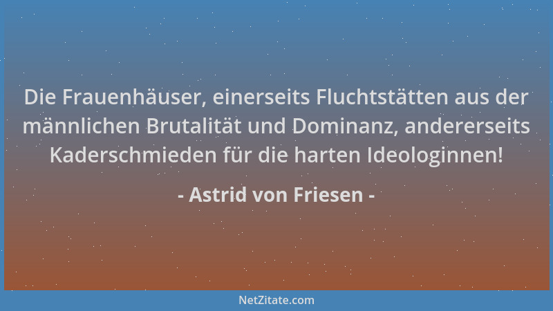 Astrid von Friesen - Die Frauenhäuser, einerseits Fluchtstätten aus der männlichen Brutalität und Dominanz, andererseits Ka...