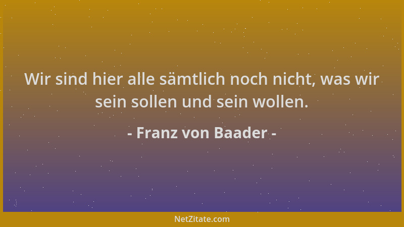 Franz von Baader - Wir sind hier alle sämtlich noch nicht, was wir sein sollen und sein wollen....