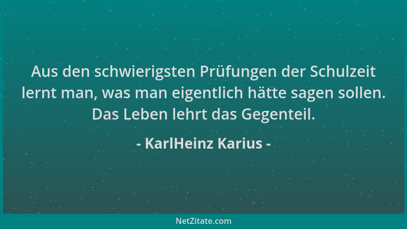 KarlHeinz Karius - Aus den schwierigsten Prüfungen der Schulzeit lernt man, was man eigentlich hätte sagen sollen. Das Lebe...