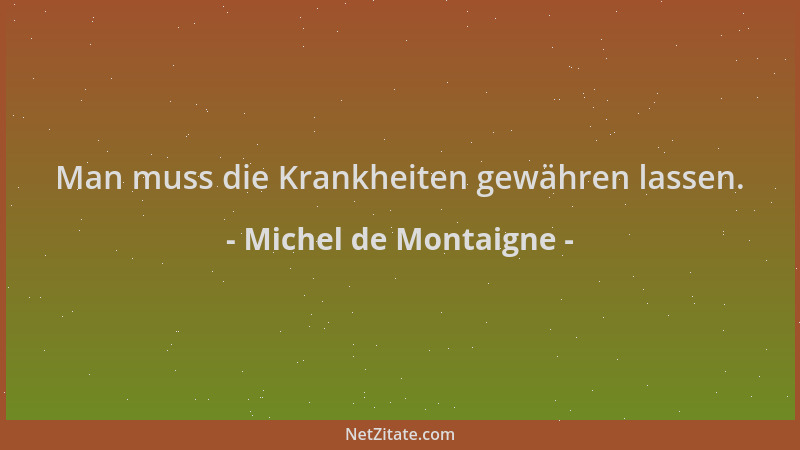 Michel de Montaigne - Man muss die Krankheiten gewähren lassen....