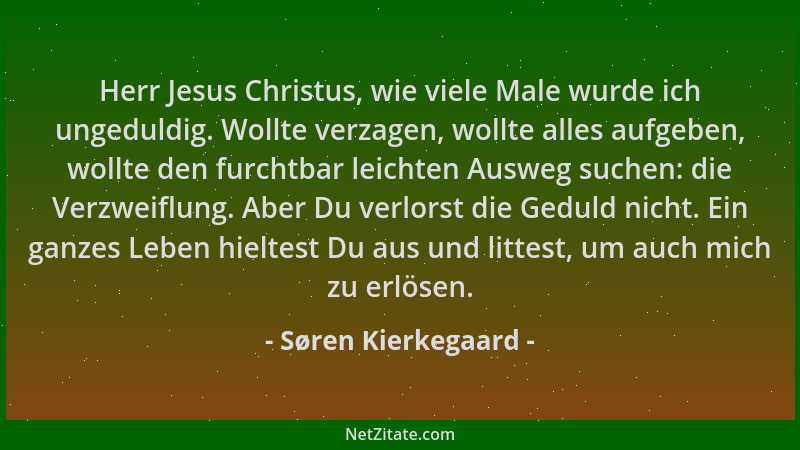 Søren Kierkegaard - Herr Jesus Christus, wie viele Male wurde ich ungeduldig. Wollte verzagen, wollte alles aufgeben, wollt...