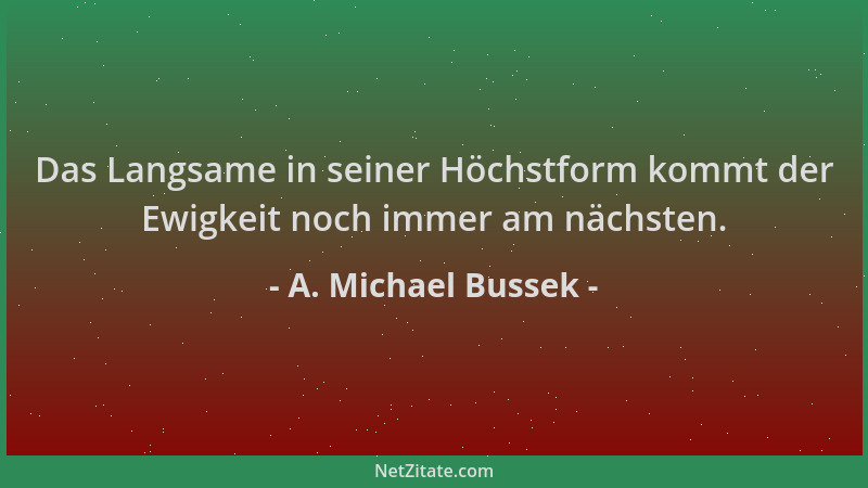 A. Michael Bussek - Das Langsame in seiner Höchstform kommt der Ewigkeit noch immer am nächsten....