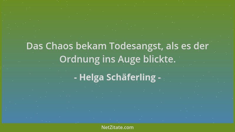 Helga Schäferling - Das Chaos bekam Todesangst, als es der Ordnung ins Auge blickte....