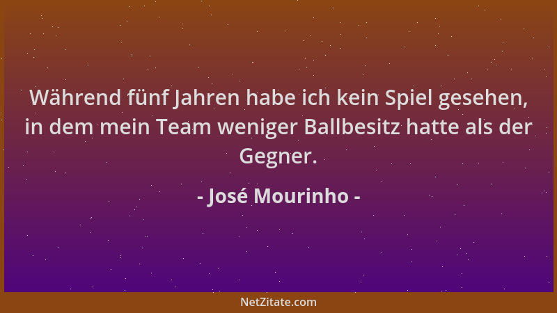 José Mourinho - Während fünf Jahren habe ich kein Spiel gesehen, in dem mein Team weniger Ballbesitz hatte als der Gegner....