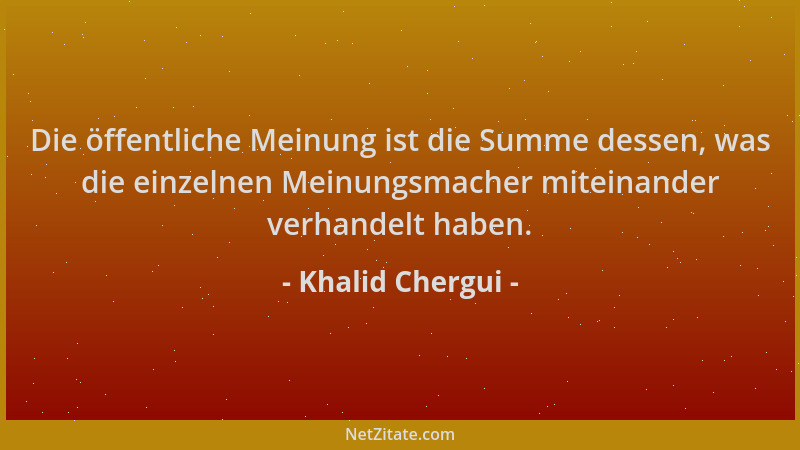 Khalid Chergui - Die öffentliche Meinung ist die Summe dessen, was die einzelnen Meinungsmacher miteinander verhandelt habe...