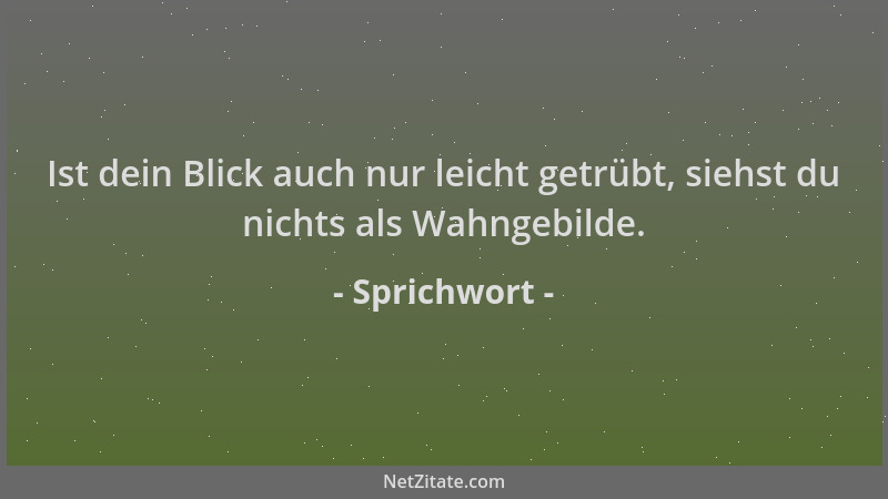 Sprichwort - Ist dein Blick auch nur leicht getrübt, siehst du nichts als Wahngebilde....