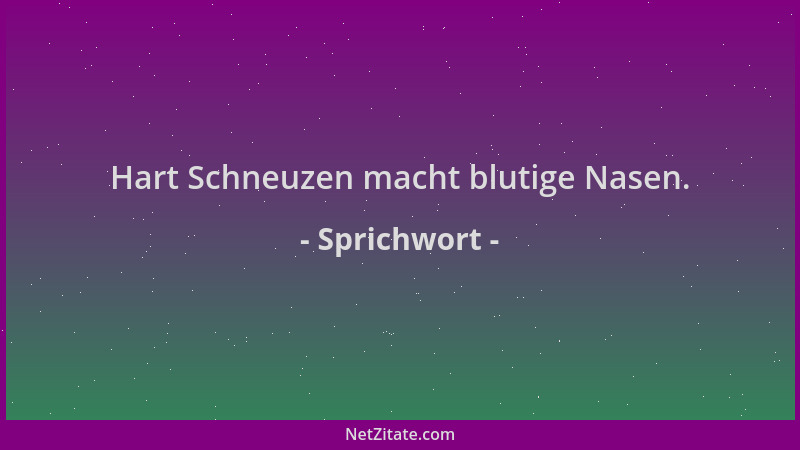 Sprichwort - Hart Schneuzen macht blutige Nasen....