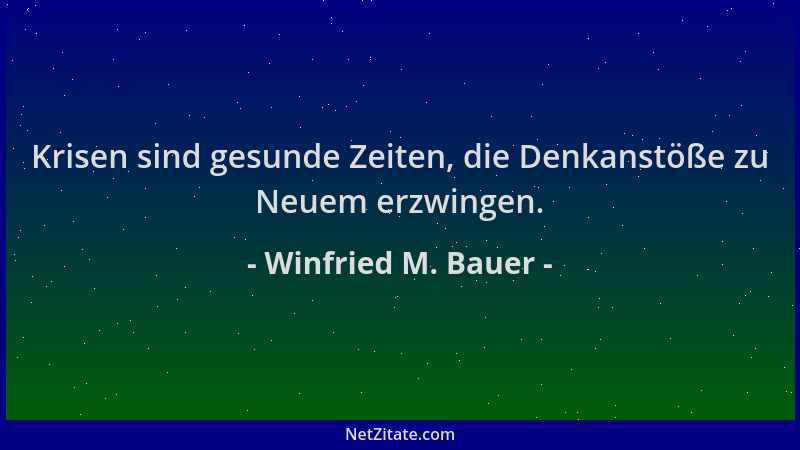 Winfried M. Bauer - Krisen sind gesunde Zeiten, die Denkanstöße zu Neuem erzwingen....