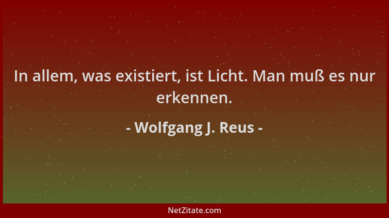 Wolfgang J. Reus - In allem, was existiert, ist Licht. Man muß es nur erkennen....