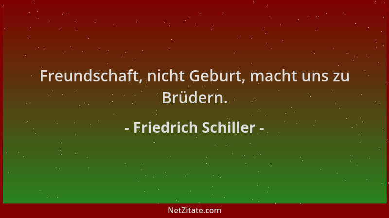 Friedrich Schiller - Freundschaft, nicht Geburt, macht uns zu Brüdern....
