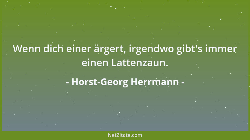 Horst-Georg Herrmann - Wenn dich einer ärgert, irgendwo gibt 's immer einen Lattenzaun....