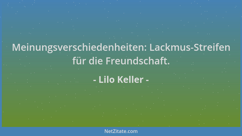 Lilo Keller - Meinungsverschiedenheiten: Lackmus-Streifen für die Freundschaft....