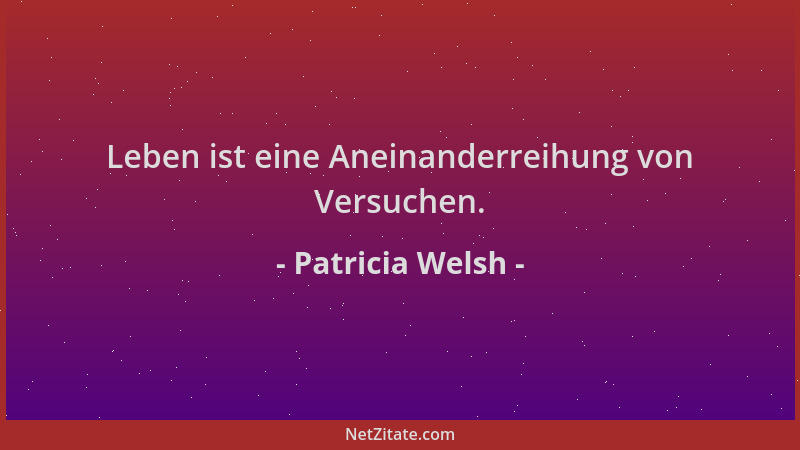 Patricia Welsh - Leben ist eine Aneinanderreihung von Versuchen....