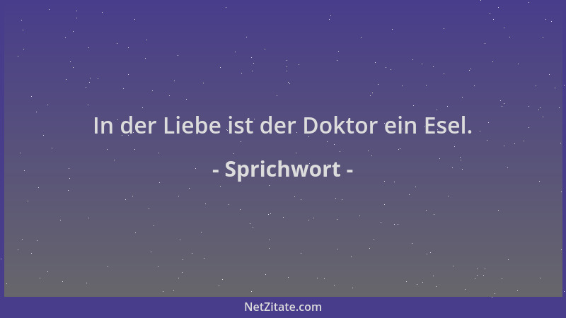 Sprichwort - In der Liebe ist der Doktor ein Esel....