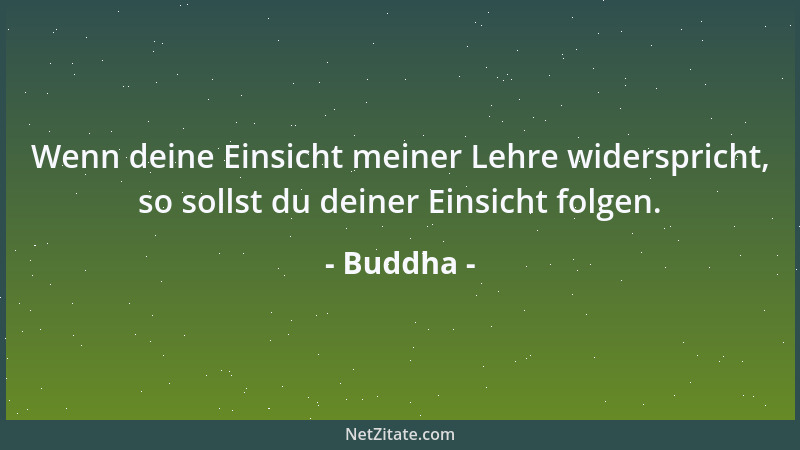 Buddha - Wenn deine Einsicht meiner Lehre widerspricht, so sollst du deiner Einsicht folgen....
