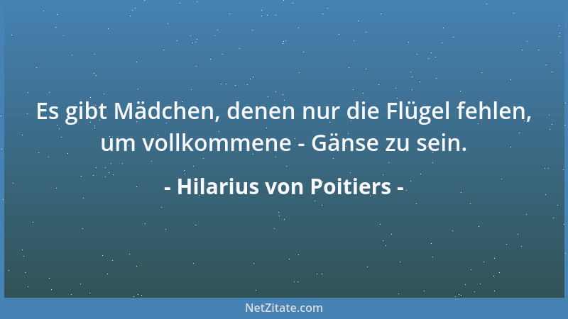 Hilarius von Poitiers - Es gibt Mädchen, denen nur die Flügel fehlen, um vollkommene - Gänse zu sein....