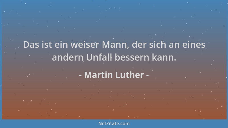 Martin Luther - Das ist ein weiser Mann, der sich an eines andern Unfall bessern kann....