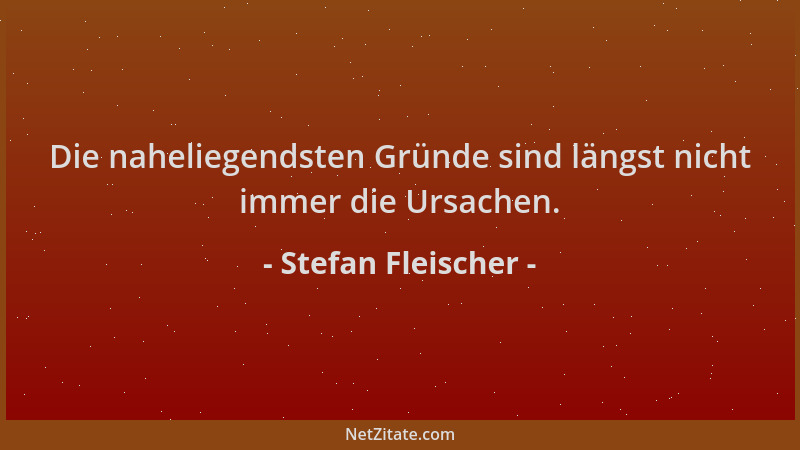 Stefan Fleischer - Die naheliegendsten Gründe sind längst nicht immer die Ursachen....