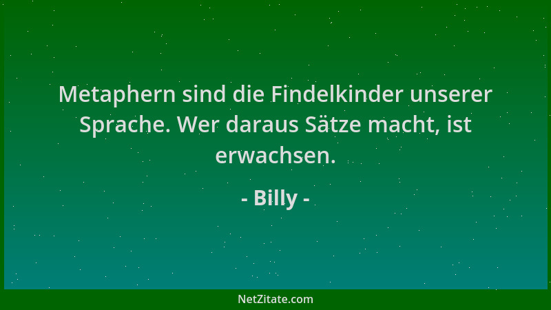Billy - Metaphern sind die Findelkinder unserer Sprache. Wer daraus Sätze macht, ist erwachsen....