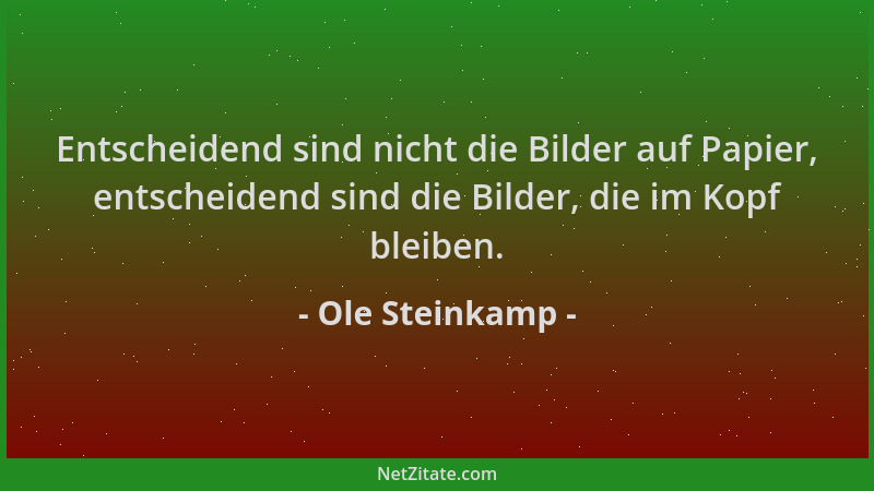Ole Steinkamp - Entscheidend sind nicht die Bilder auf Papier, entscheidend sind die Bilder, die im Kopf bleiben....