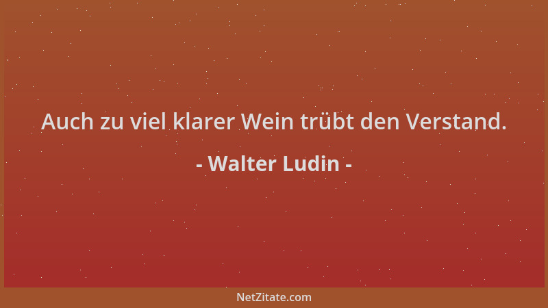 Walter Ludin - Auch zu viel klarer Wein trübt den Verstand....